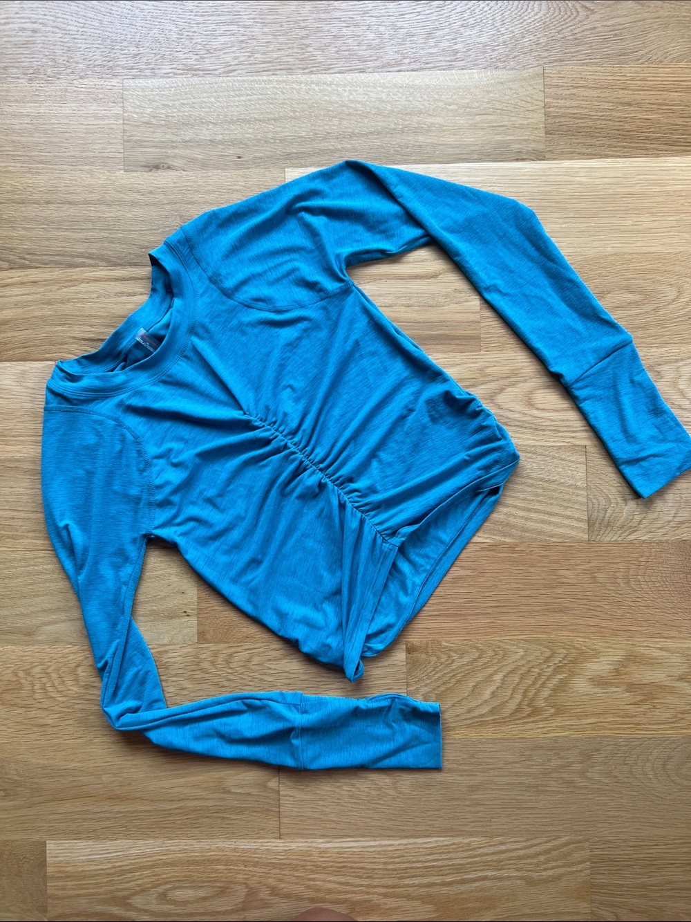 FP Movement by Free People Turquoise Center-Ruched Long Sleeve Top
